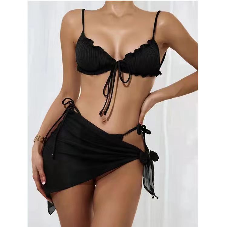 Ropa de trajes de bikini de dos piezas de color sólido al por mayor